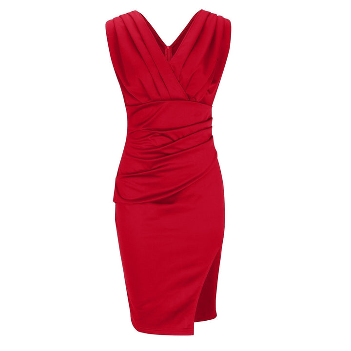 Louna | Robe cintrée avec décolleté en V et fente