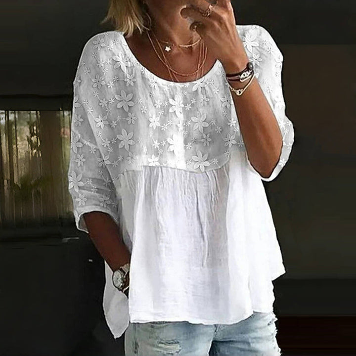 Élodie | Blouse Patchwork Fleurs Brodées