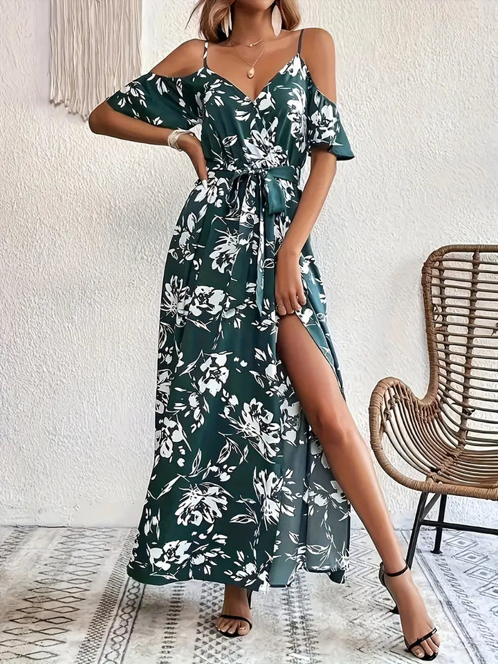 Océane – Robe fleurie à épaules dénudées