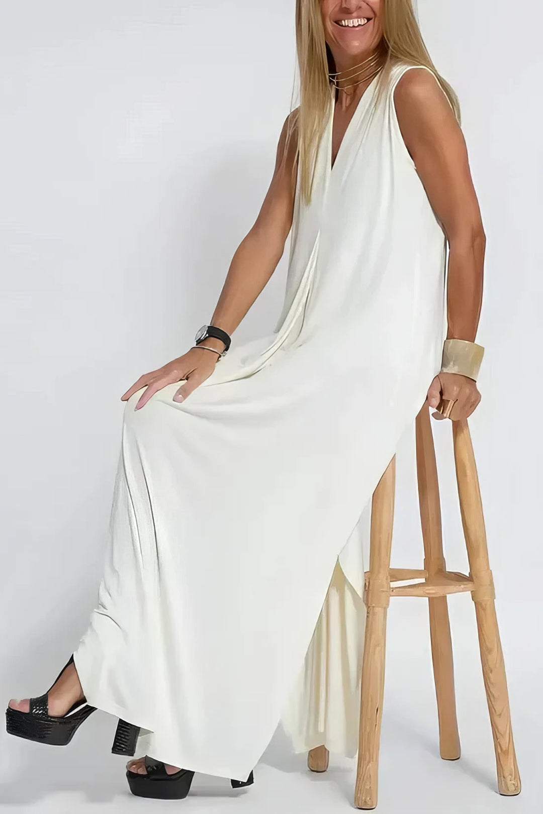 Léonie | Robe longue fluide avec cardigan offert