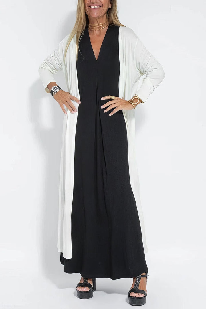 Léonie | Robe longue fluide avec cardigan offert